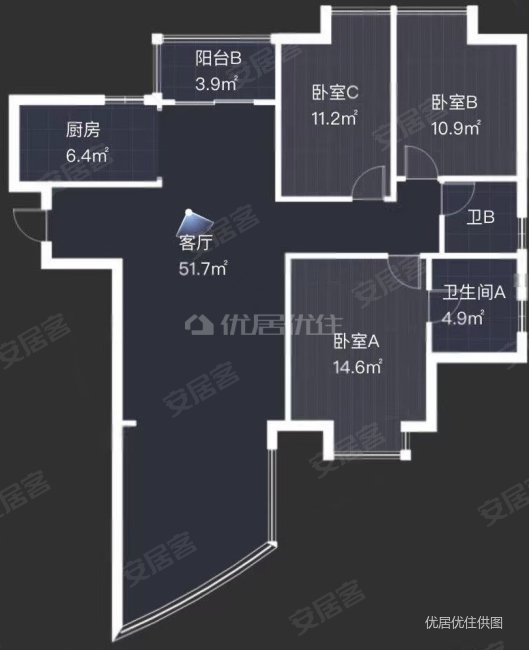 金阳世纪城龙盛苑3室2厅2卫125㎡南北95万