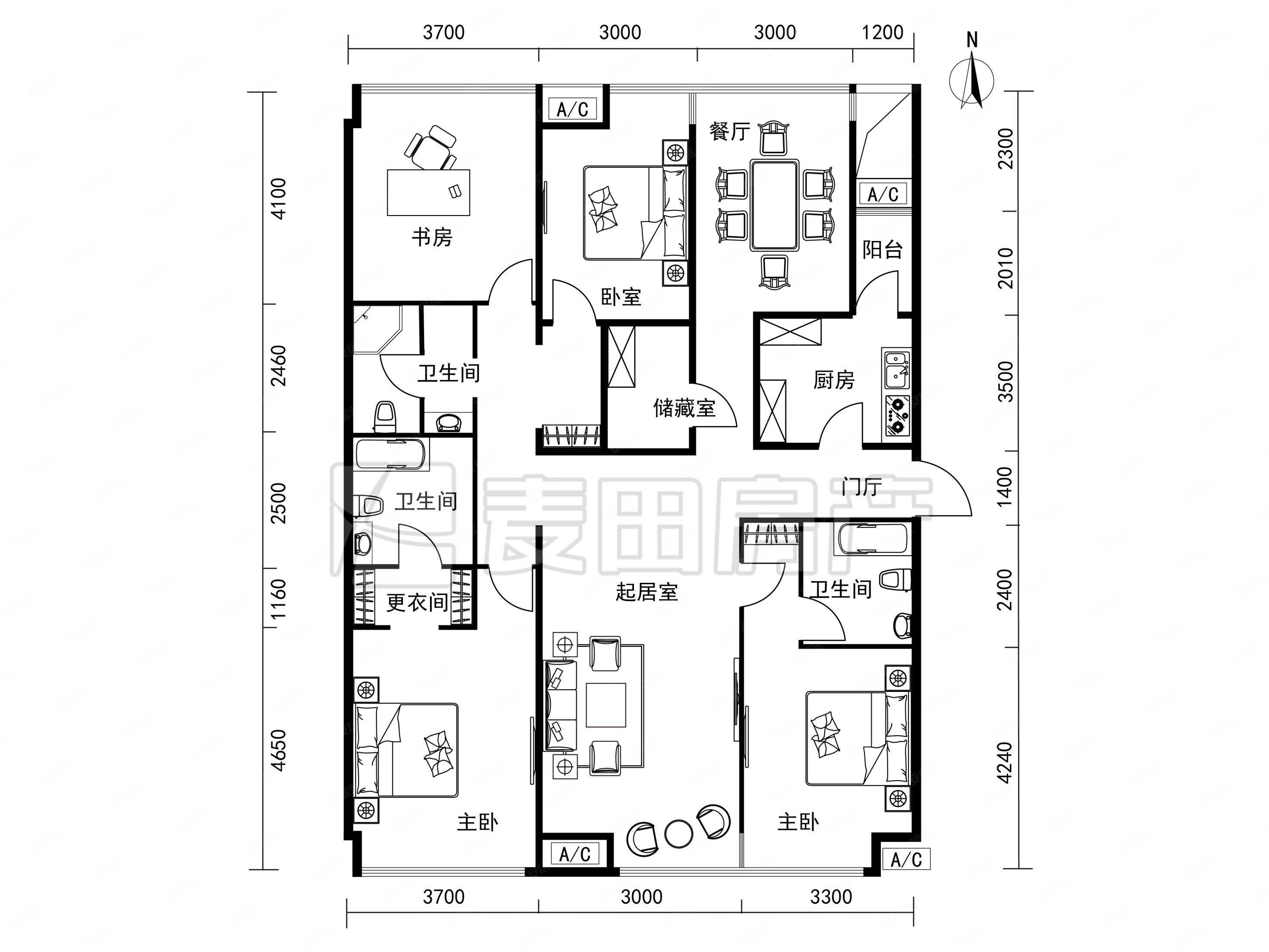 uhn国际村4室1厅3卫211㎡南北2200万