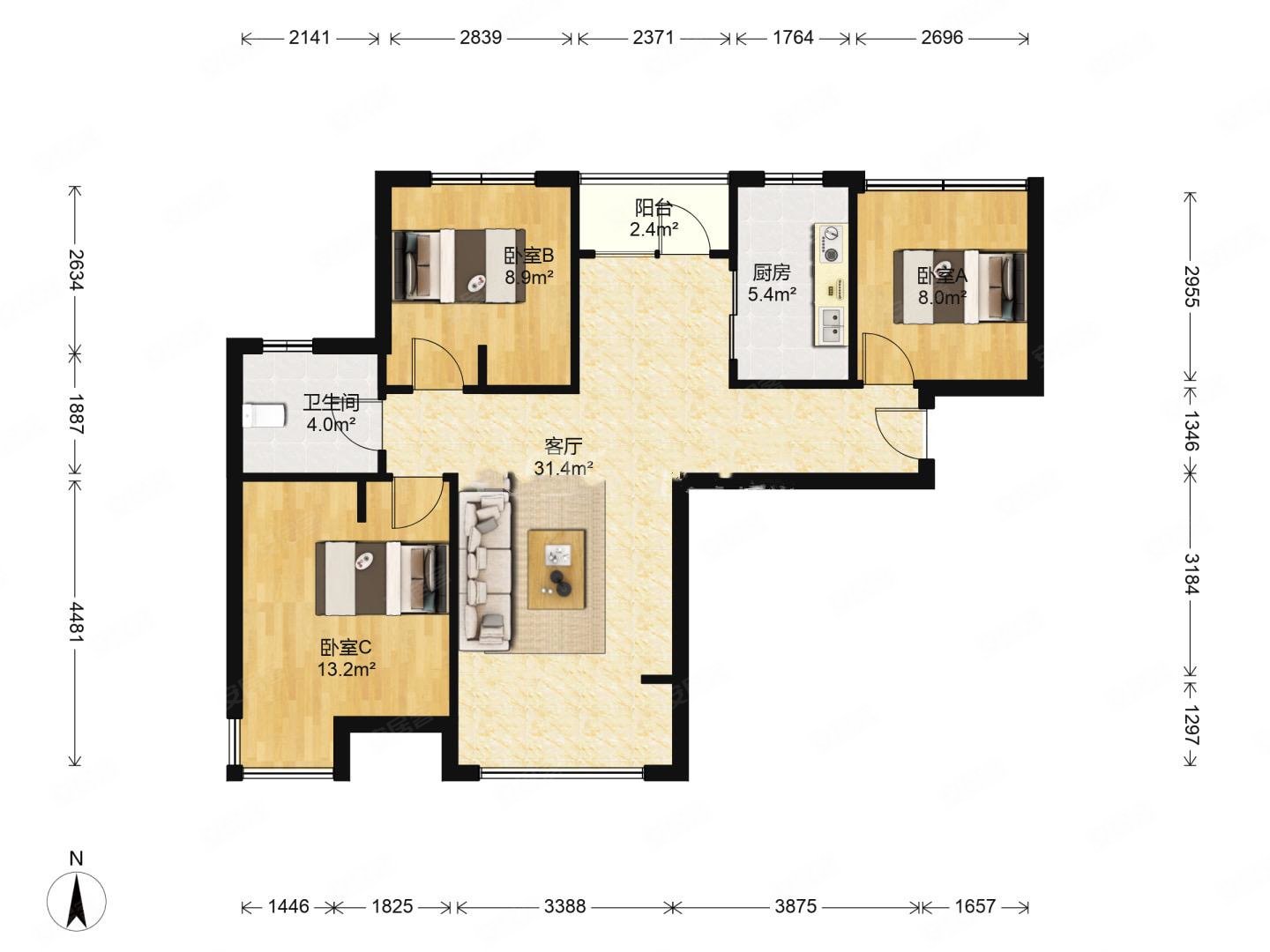 大华锦绣华城 三室精装 中间楼层中间位置 前后视野好不挡光