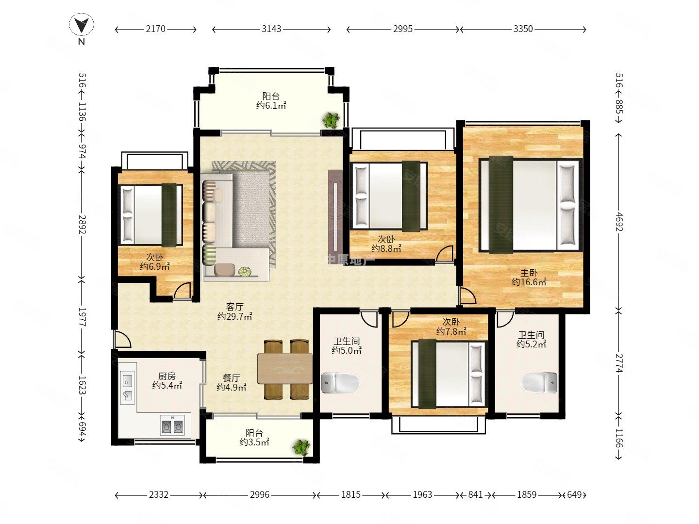 南北通透120平满五住房名居广场诚心出售