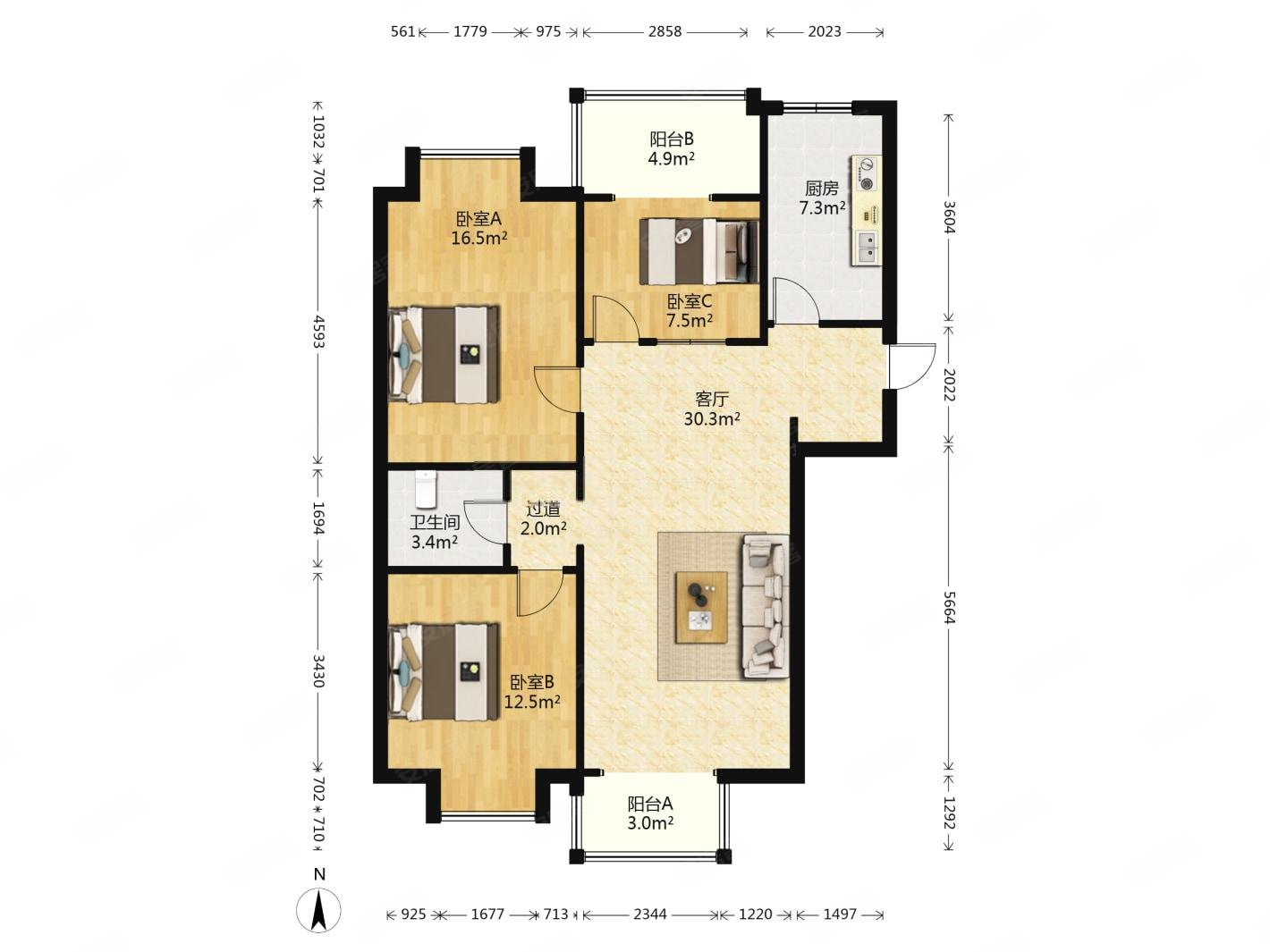 龙潭公园万达天玺小区刚需三居室价格合适看房方便了