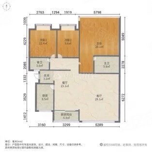 万寿家园一期3室2厅2卫139.61㎡南北122.9万