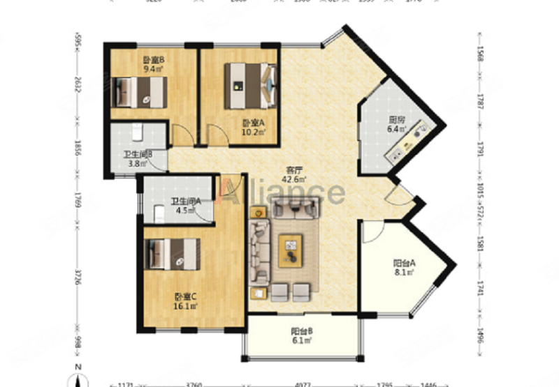 经开万达观澜御苑新出来四房使用面积大报价106万业主急售