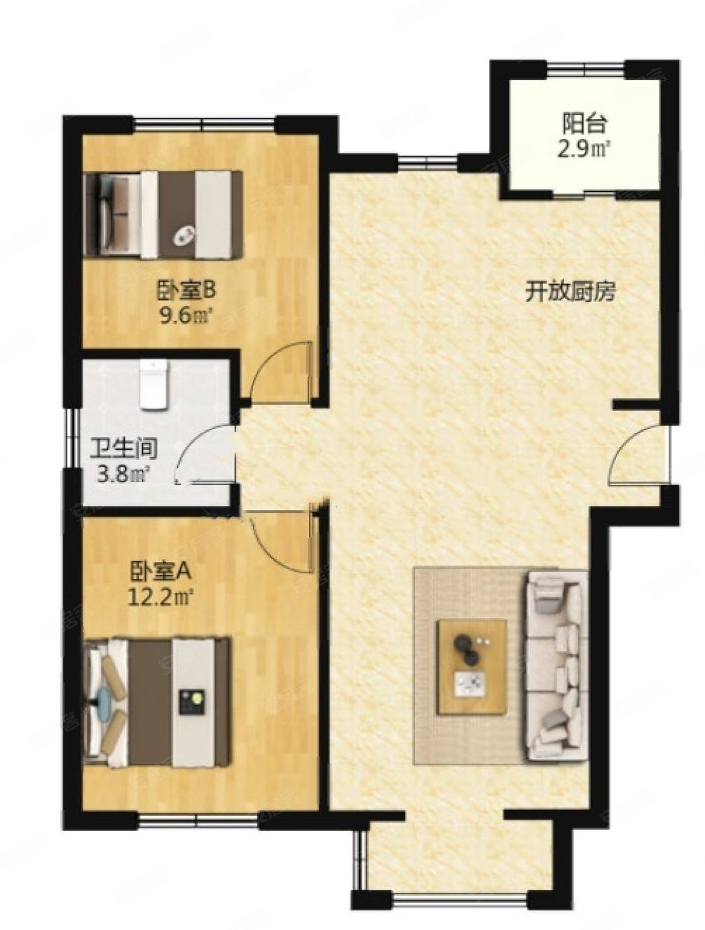 龙瀚南园南北通透两居室全明户型高层无遮挡看房预约