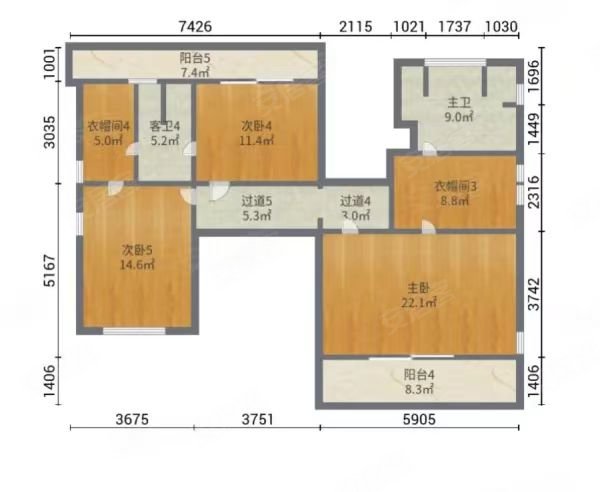 上实滨湖和墅5室3厅4卫551㎡南北2000万