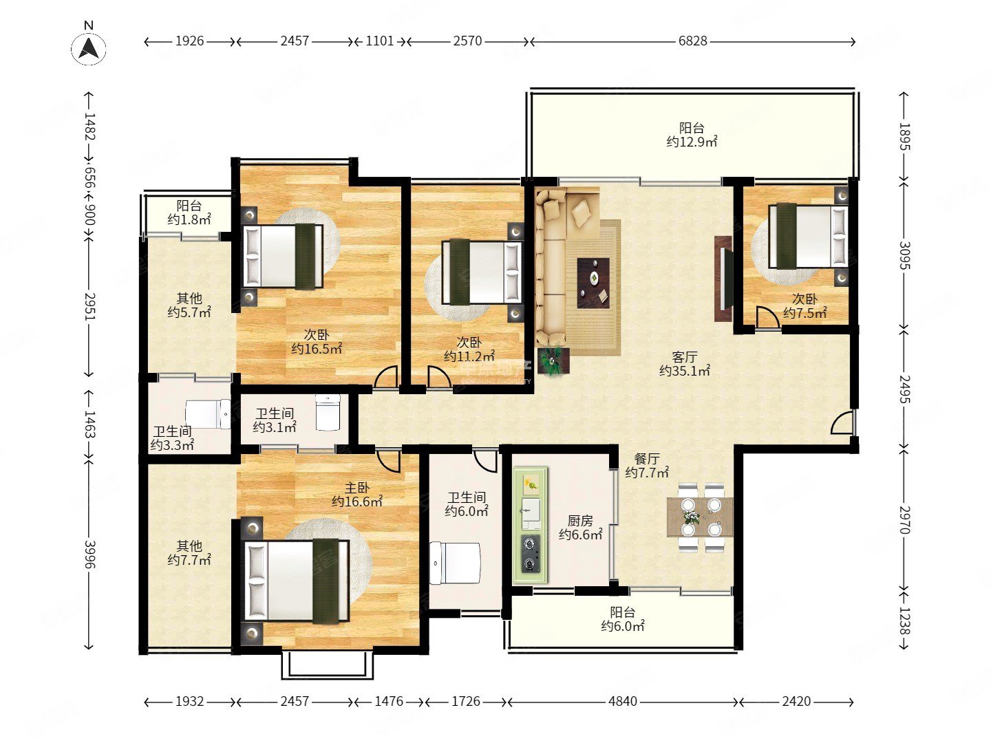 奥林华府4室2厅3卫119.44㎡南北0万