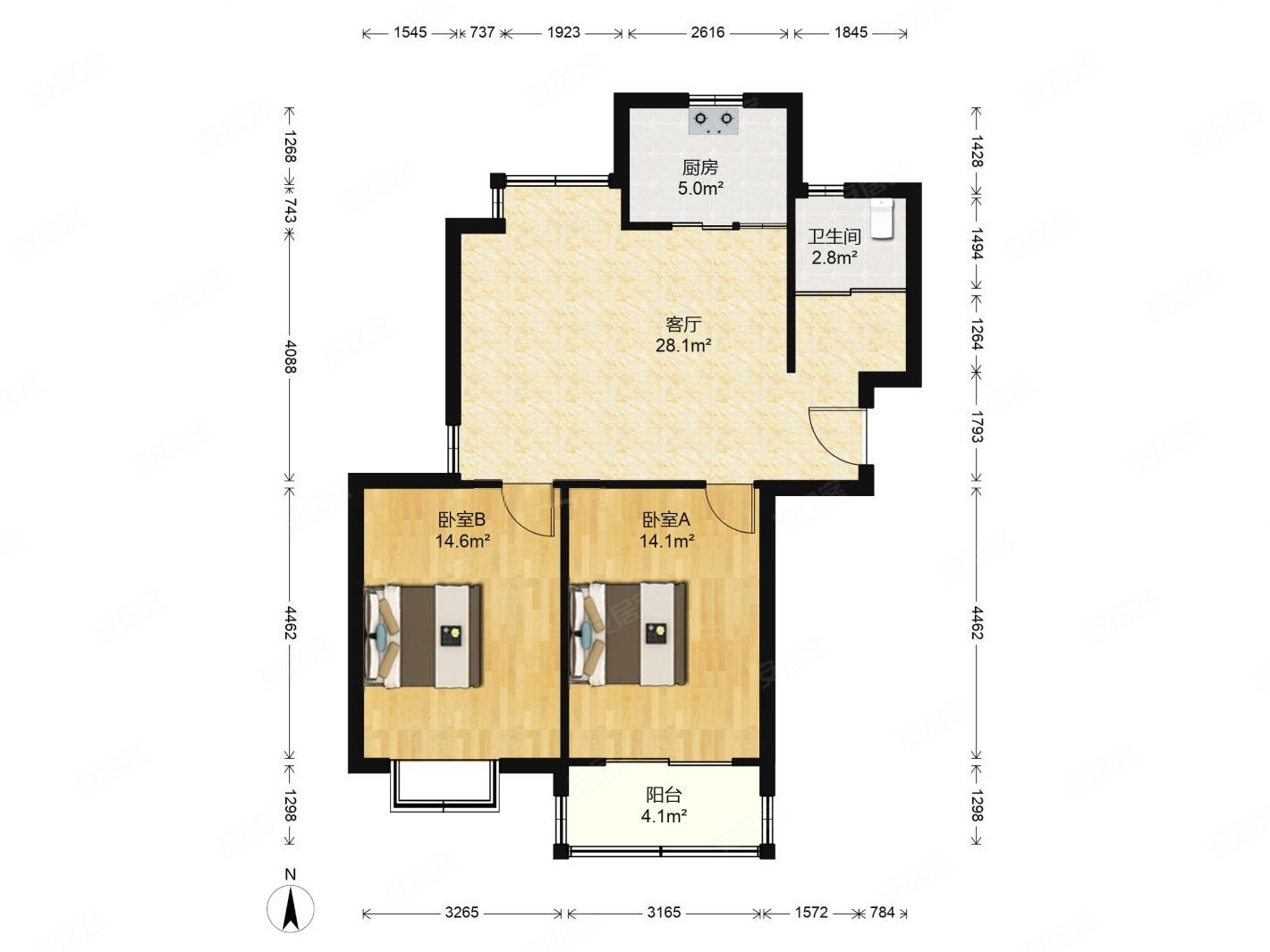 房东给钱都卖群星苑一区90平精装自住两房小区中间位置