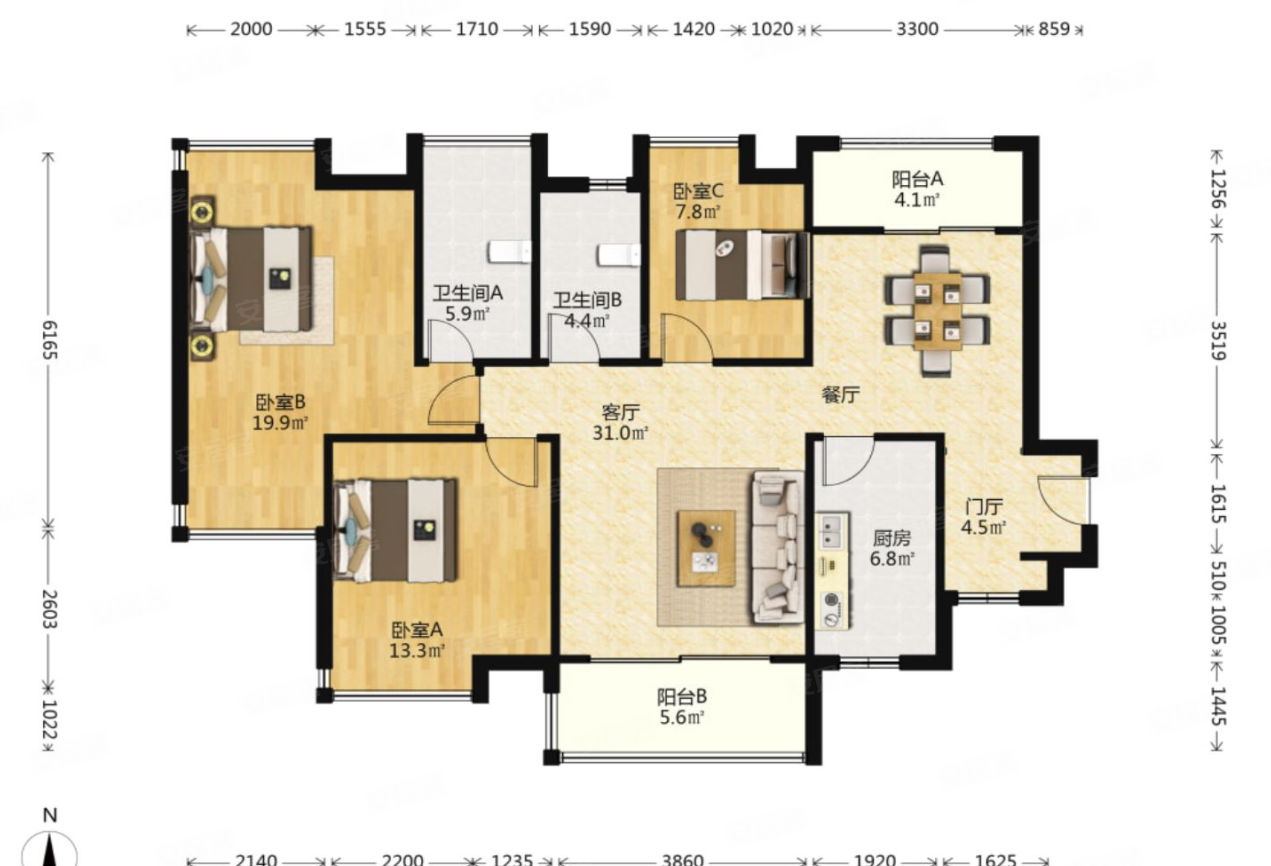珠江花城花盛近地铁南北通透精装可拎包入住急卖
