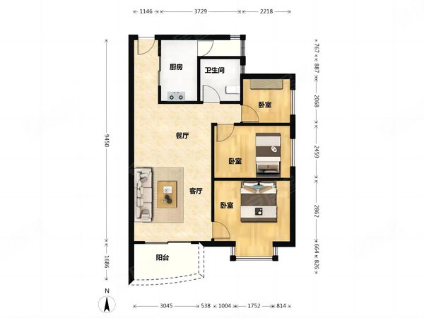 【多图】英豪花园,东晓南租房,英豪三期电梯房.南向小3房.