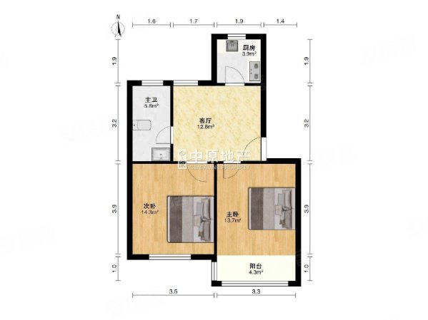 嘉星小区2室1厅1卫70㎡南170万