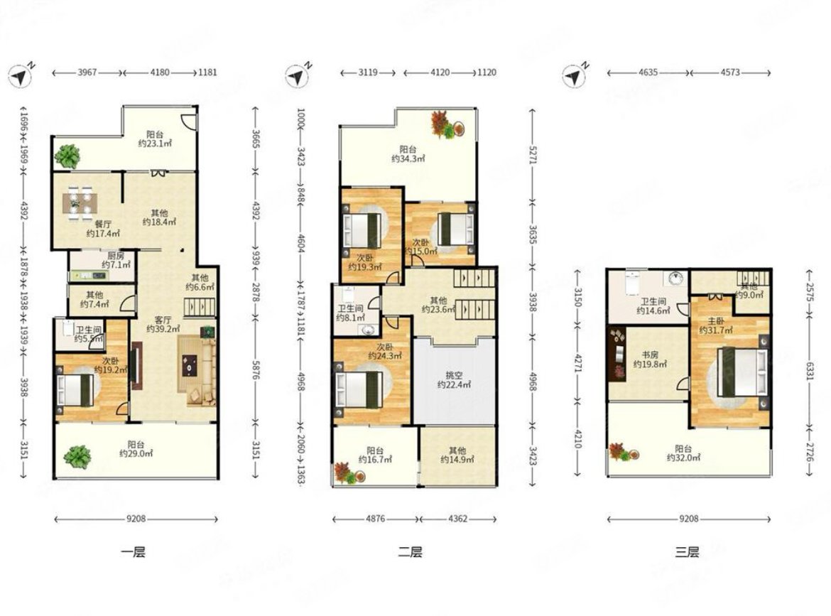 开发商保留单位顶楼复式200平天台花园3层实用800平