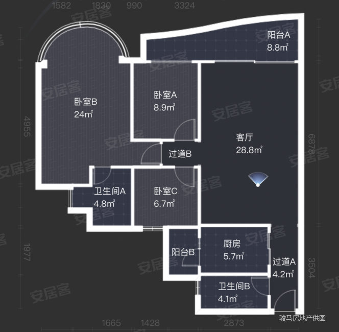 南景园3室2厅2卫121㎡东南435万