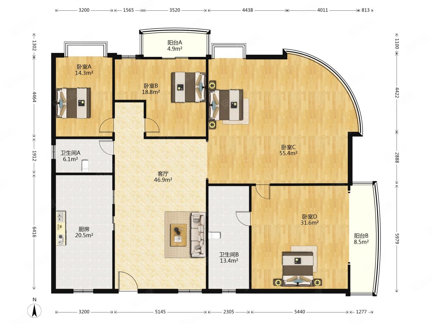 东方名苑(商住楼)4室1厅2卫272㎡东620万