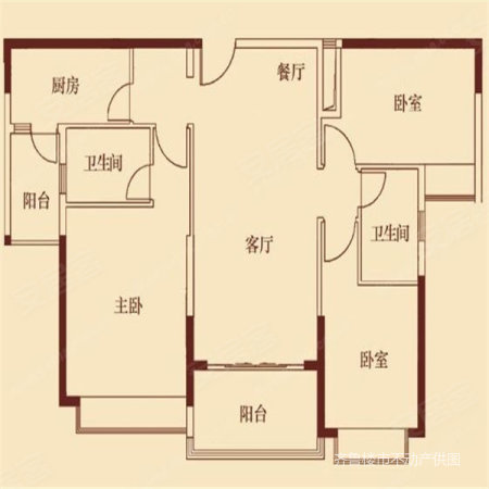 恒大城(一期1-7号楼)3室2厅2卫131.65㎡南北151万