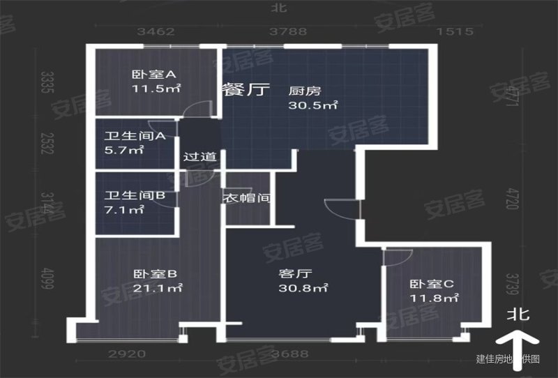 西美第五大道小区3室2厅2卫168㎡南270万