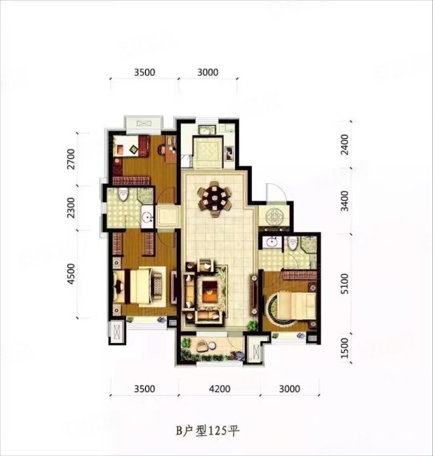 孔雀城二期大三居好楼层.三阳开泰户型.