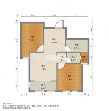 鑫苑名家2室2厅1卫83.35㎡南北91万