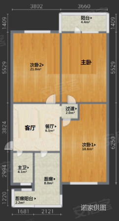 照明北里3室1厅1卫99.72㎡南82万