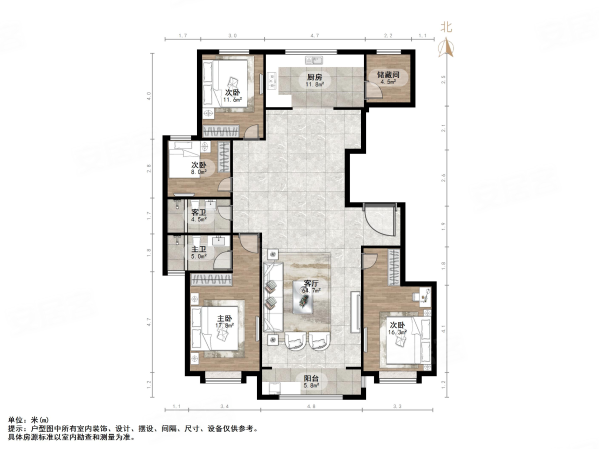 景和山庄4室2厅2卫190㎡南北270万