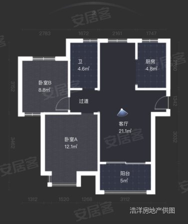 五十埠家园2室1厅1卫88㎡南北43万