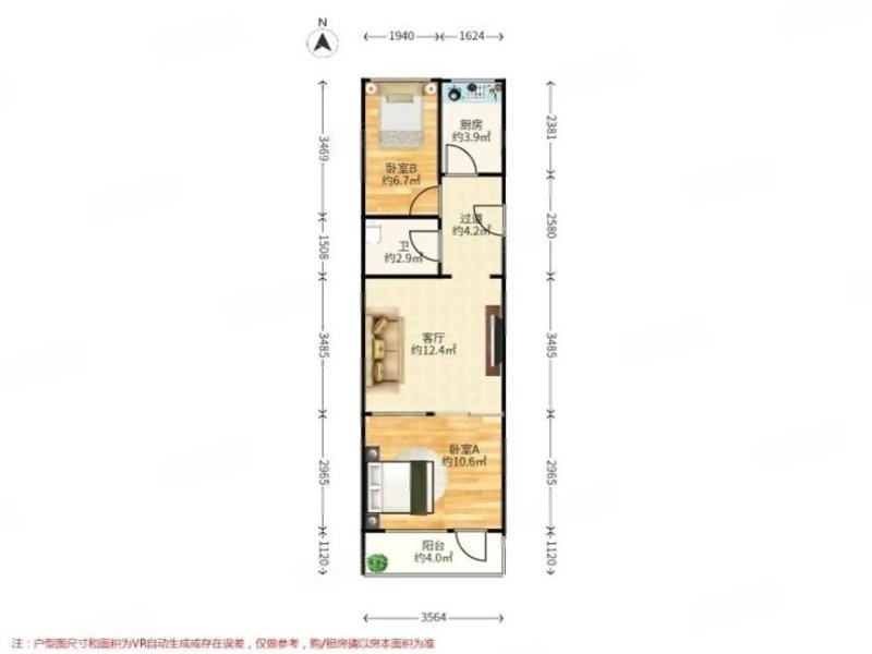 石园西区(石园西社区)1室1厅1卫58.78㎡南北130万