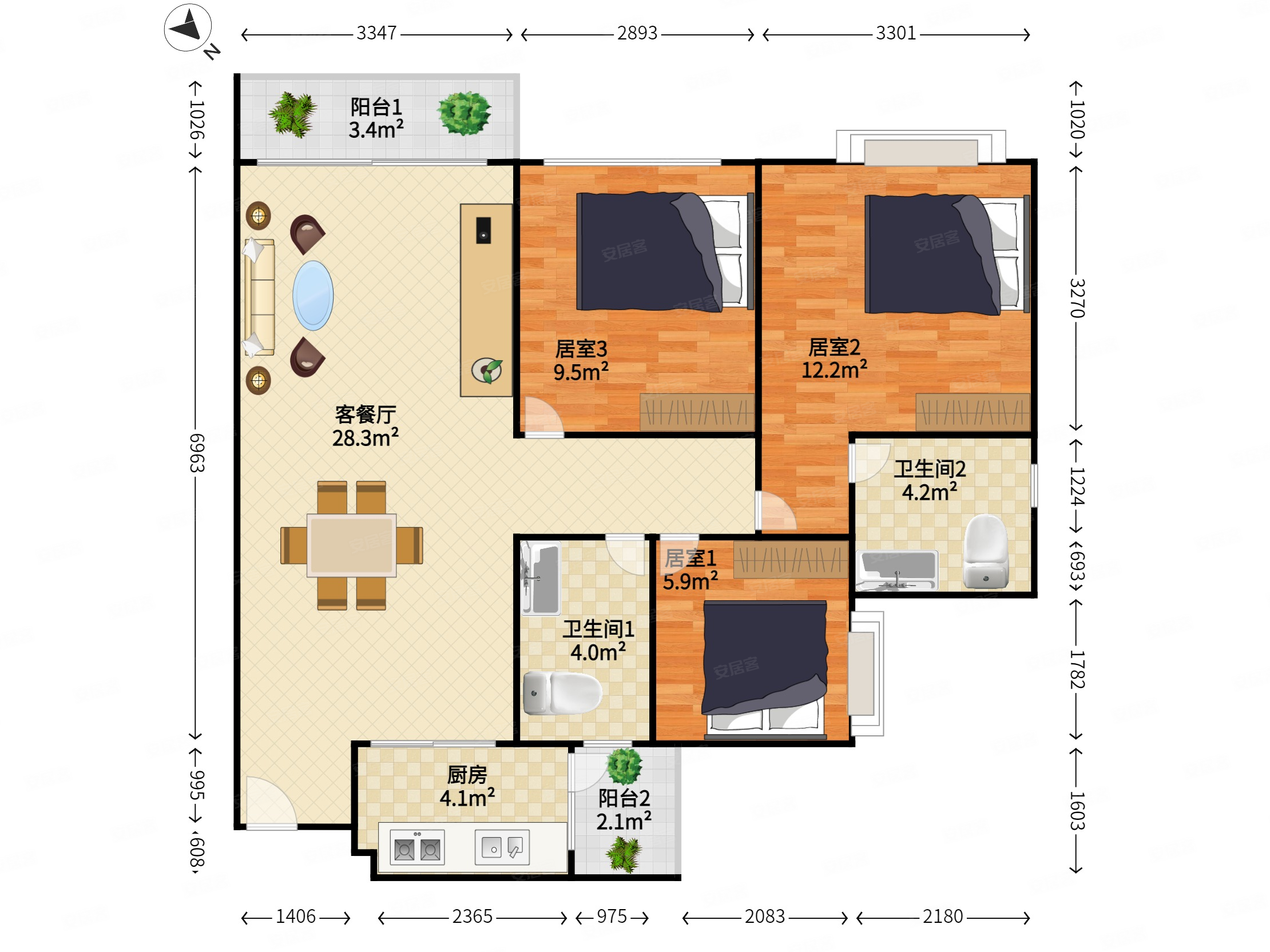 中森公园华府次新小区 精装三房  产权清晰 业主急卖