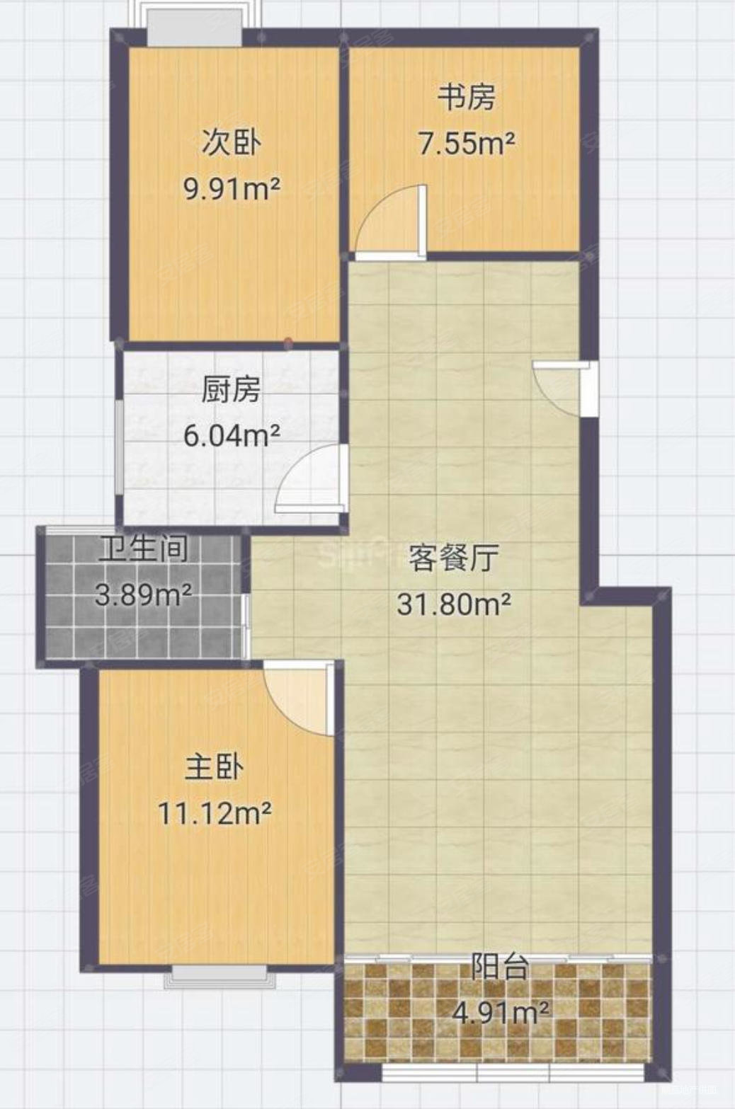 中粮南桥半岛(西区)3室2厅1卫94.34㎡南350万