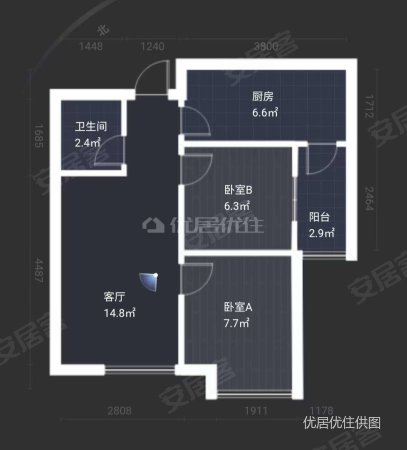 保利凤凰湾澜湾组团2室1厅1卫58.88㎡南北46万