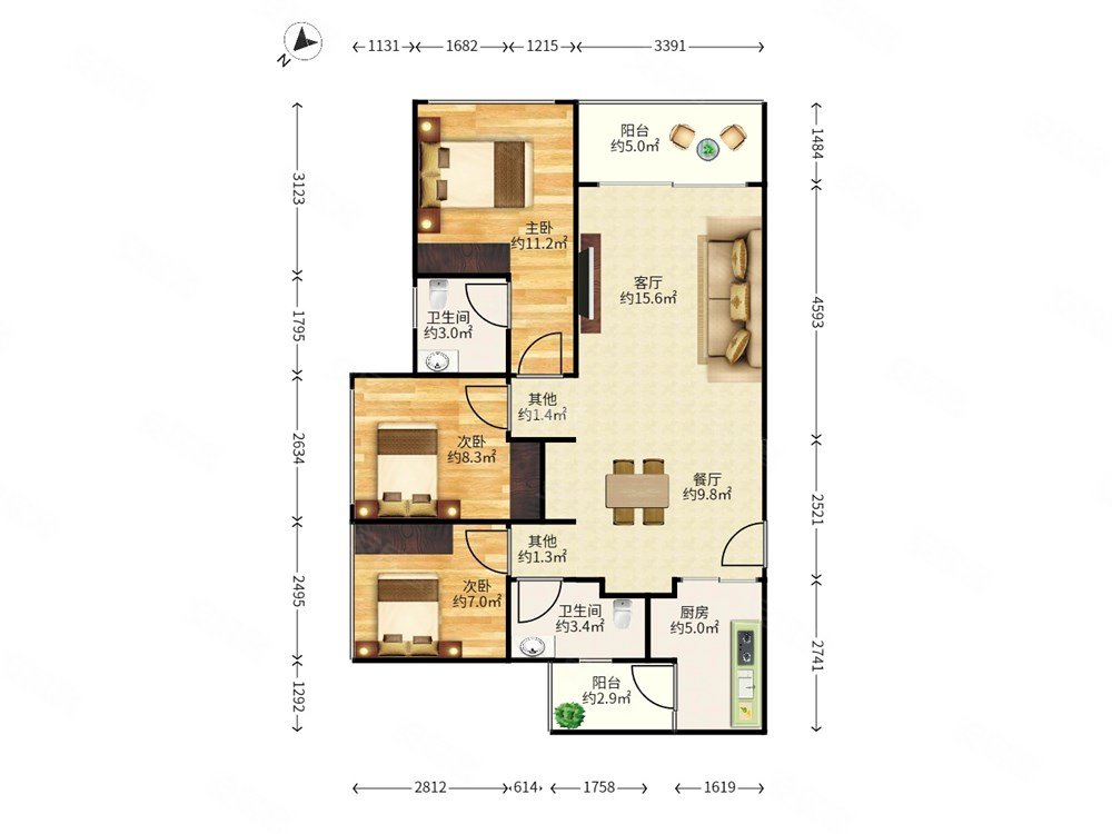 华丰前海湾高性价比3房2卫 东南向  满5年无个税
