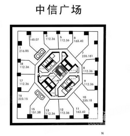 单价3万/m 总价2382万 得房率68% 楼盘名中信广场 地址天河  天河北