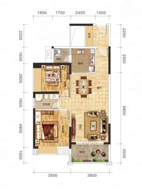 成峰水岸丽都户型建筑面积为89㎡及118㎡,两者均为刚需户型,整体赠送