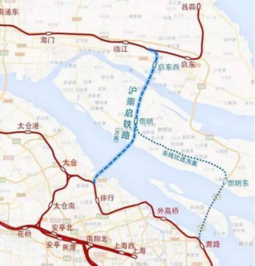 沪崇启铁路(方案)规划示意图