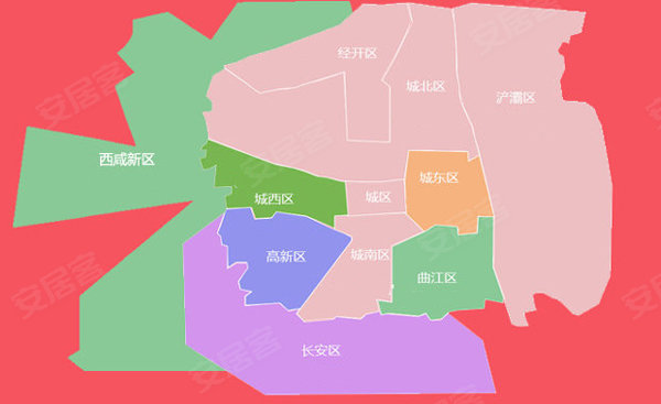 西安九个区域划分地图图片