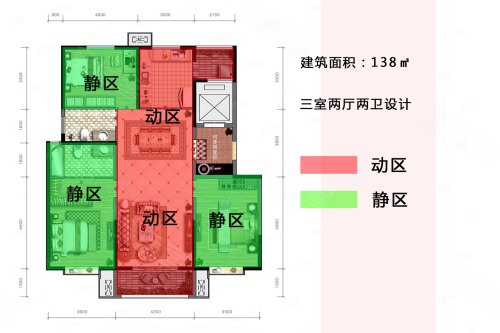 西安建工又一生态宜居大盘——清凉灞柳    在动静分区方面,户型主要