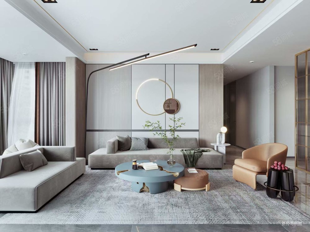 150平横厅黑白灰轻奢风格设计让家更精致