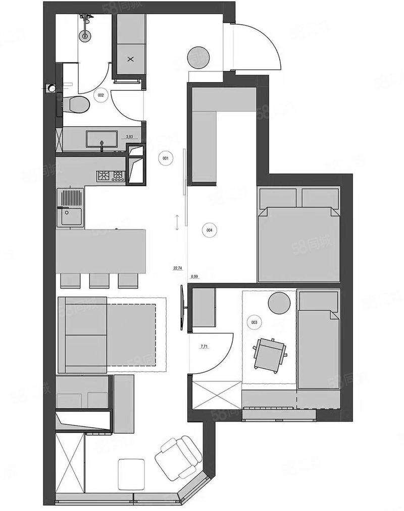 一字房型改造案例