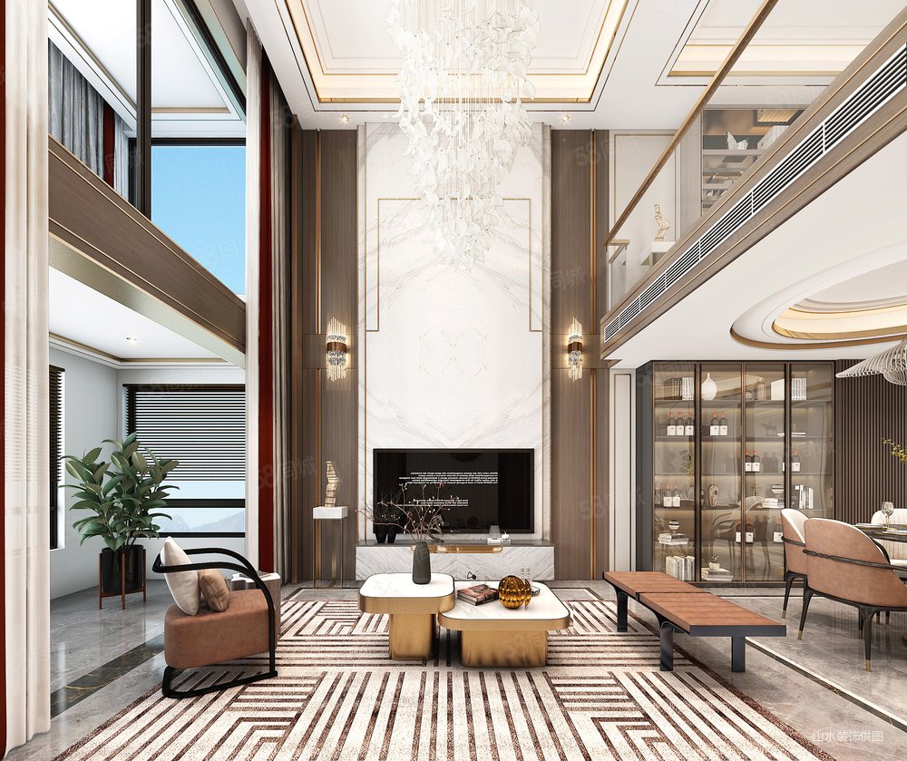 236㎡轻奢复式大宅,高挑空客厅太阔气了