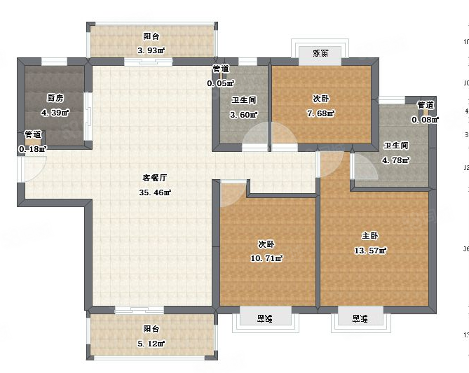 120平现代简约三居室,打破空间的界定