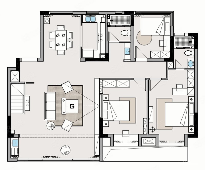 300平现代风复式住宅,影音休闲一应俱全